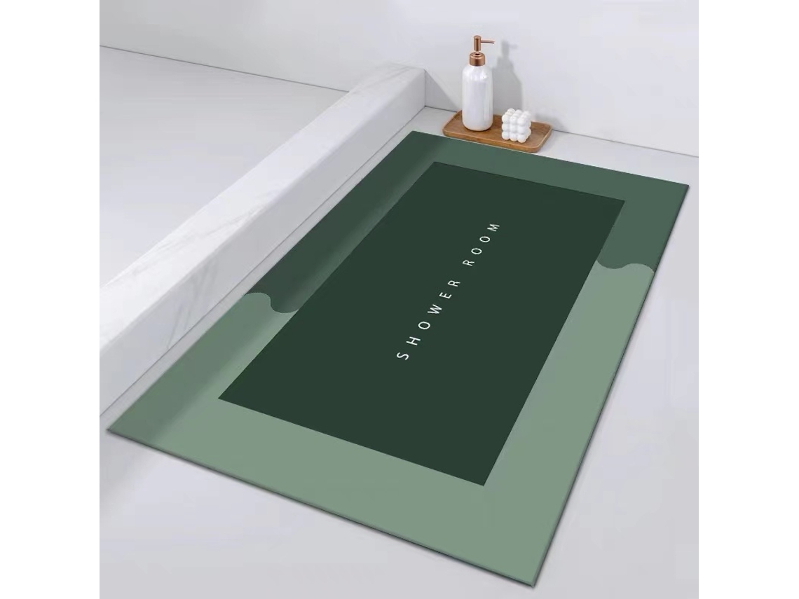 (verde) Alfombrilla De Baño Súper Absorbente Y Antideslizante, Funda De Asiento De Inodoro De Tierra De Diatomeas, Alfombrilla De Secado Rápido