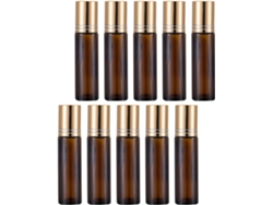 Nuobesty Paquete De 10 Frascos Roll-on De Vidrio Ámbar De 10 Ml, Frascos Portátiles Recargables Para