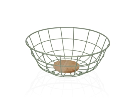 Frutero Versa Verde 28 x 12 x 28 cm Madera Madera de caucho Acero Hierro