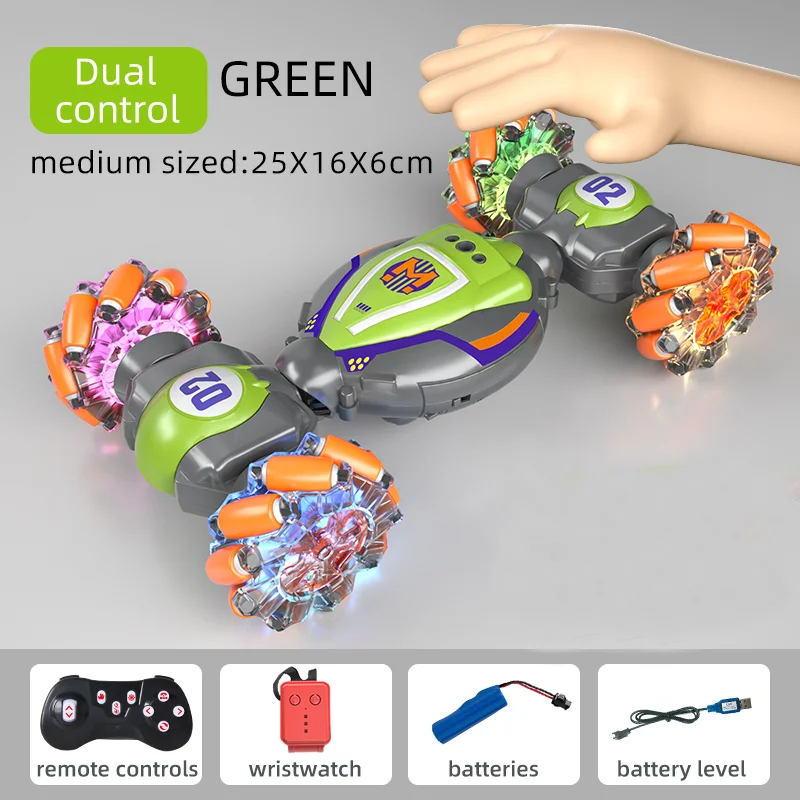 (verde) Gesto 2.4g Sensor Deformación Coche De Control Remoto Quad Drive Off Road Driver Control De Torsión Coche De Control Remoto