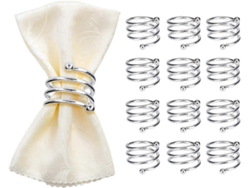 Rebe-12 Anillos Para Servilletas De Oro, Hechos De Metal Solido, Decoracion De Mesa Para Bodas, Fiestas Y Restaurantes Plata