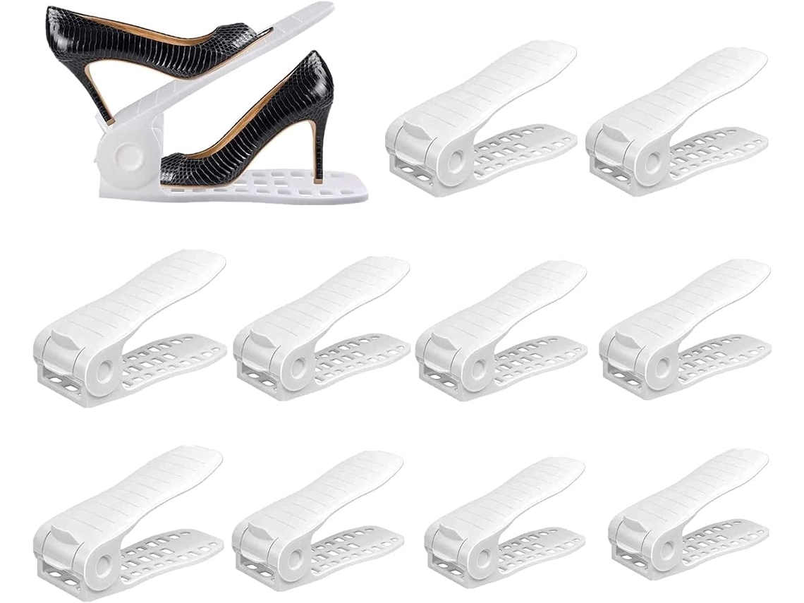 EIOORORRIY Prateleira Para Sapatos Ajustável 9,8 Polegadas Antiderrapante Prateleira Dupla Para Sapatos Poupa Espaço De Armazenamento