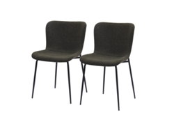 Juego De 2 Sillas De Comedor Con Respaldo Alto Redondeado, Acabado En Tela Y Metal.
