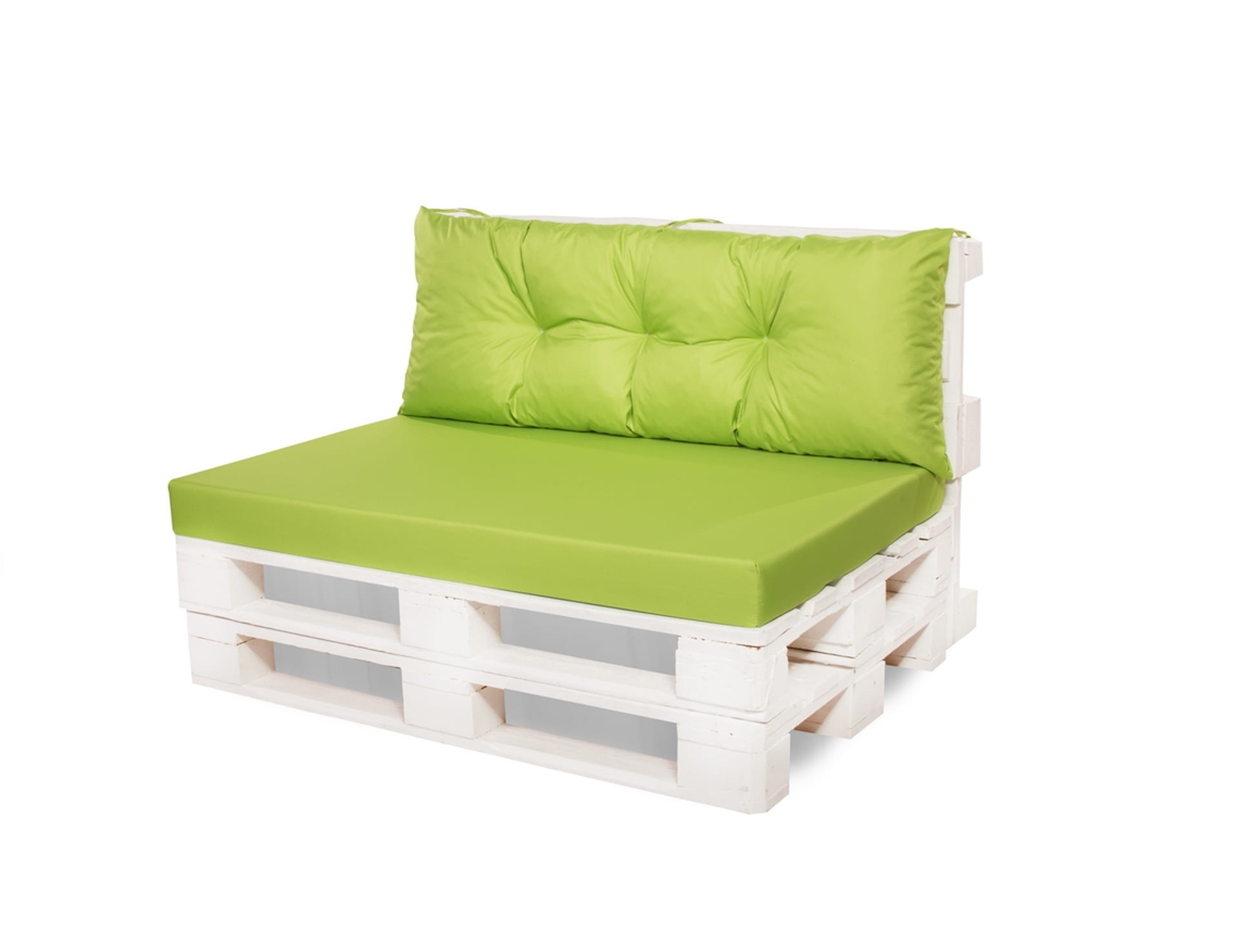 Cojín para palets, Asiento 120x60 y Respaldo 120x50cm Color Lima- Cojín para palets europa, cojín sofá para palets jardín