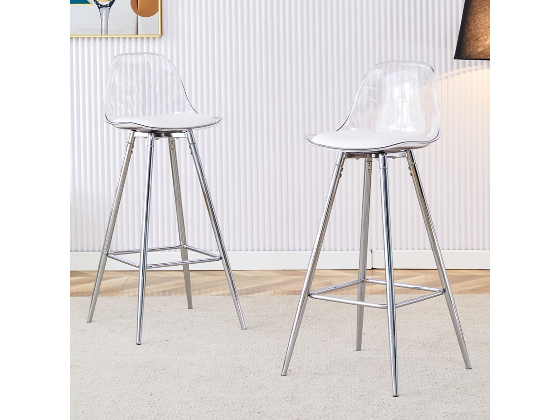 Par De Sillones Transparentes Con Estructura Plateada, Multiusos.