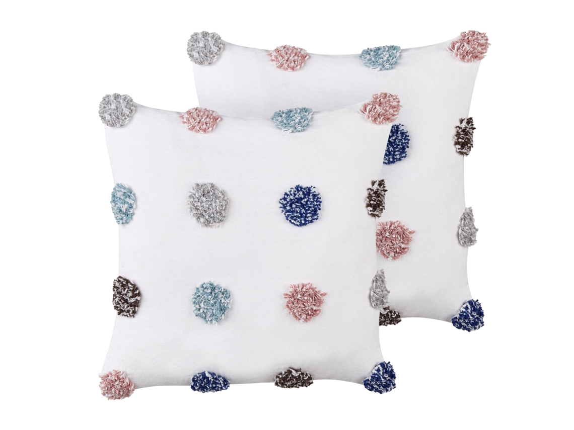 Cojines decorativos modernos BELIANI Bracken de Algodón Blanco 45x45x4