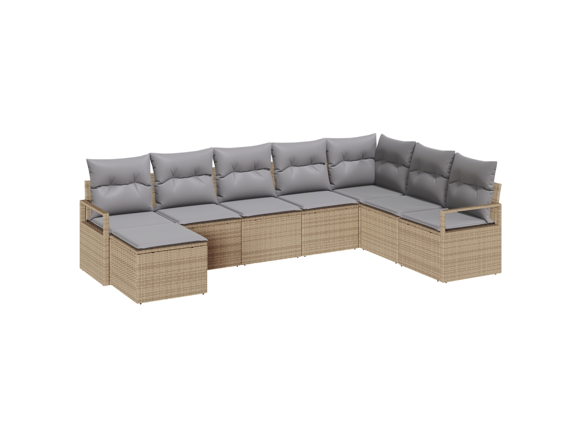 Conjunto 8 De Sofá De Jardín De Vidaxl Con Cojines Beige De Ratán Beige Ratán