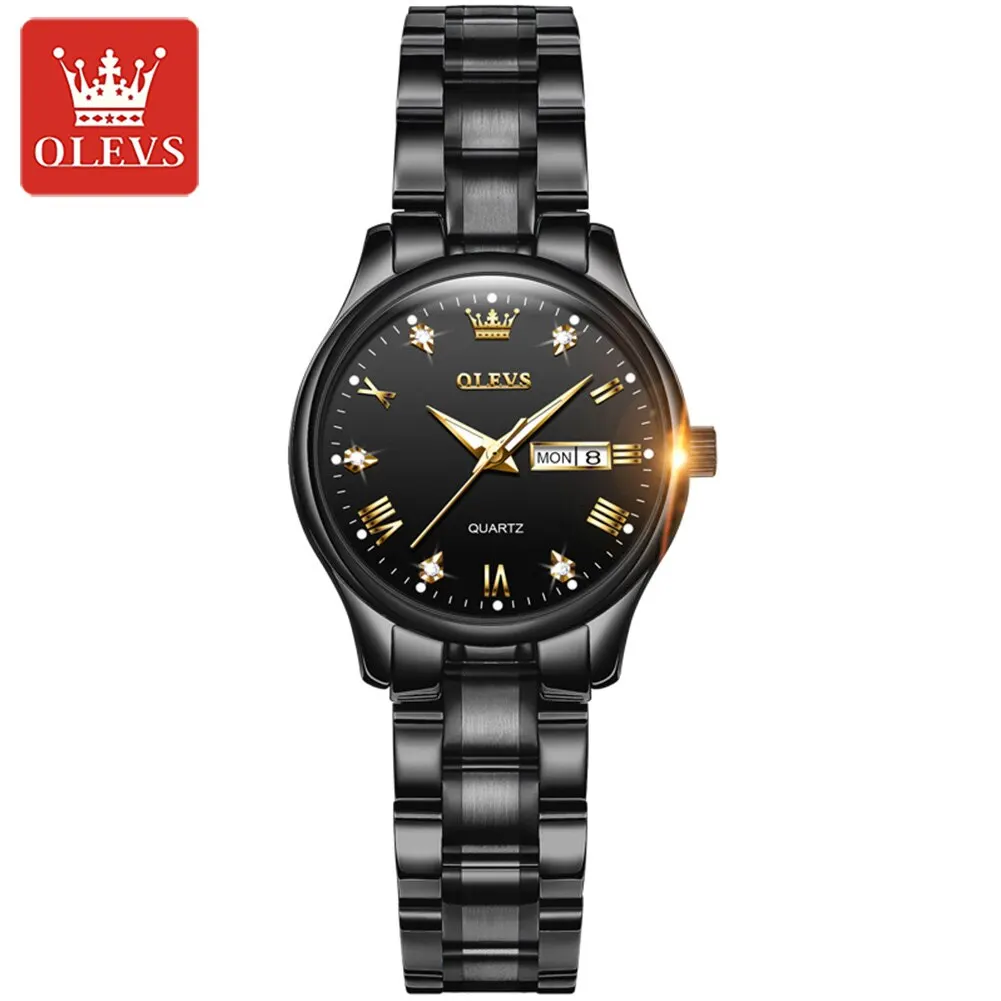 Reloj de lujo MDUG para mujer, resistente al agua, de acero inoxidable, con movimiento de cuarzo.