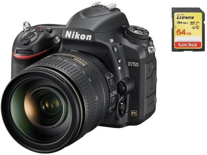 Kit Cámara Réflex NIKON D750 AF-S 24-120MM F4G ED VR + SD 64GB