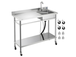 Fregadero de cocina con cubeta enrollable de acero inoxidable 1200 x 500 x 1055 mm Vevor