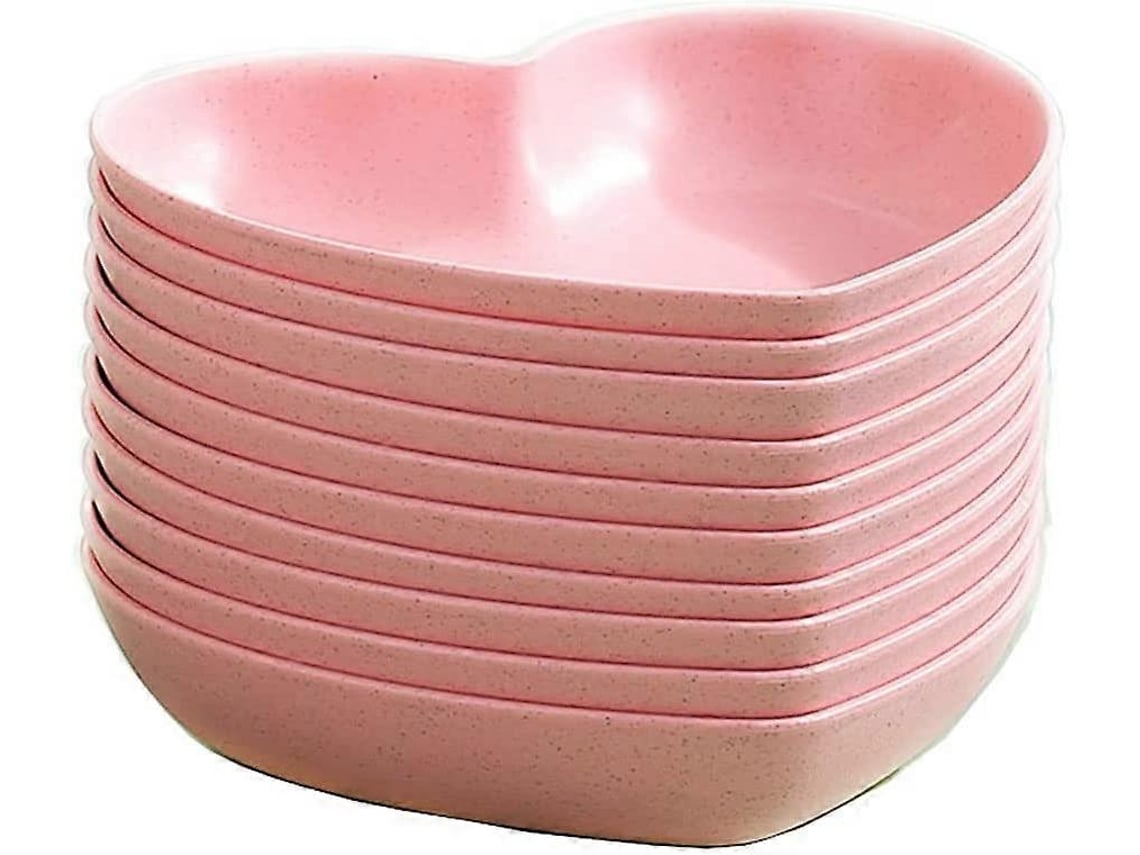 Set De 10 Platos Corazón 6 Pulgadas Para Cena Platos De Comida Saucer Frutas Snacks Bpa Free Materiales Seguros (rosa)