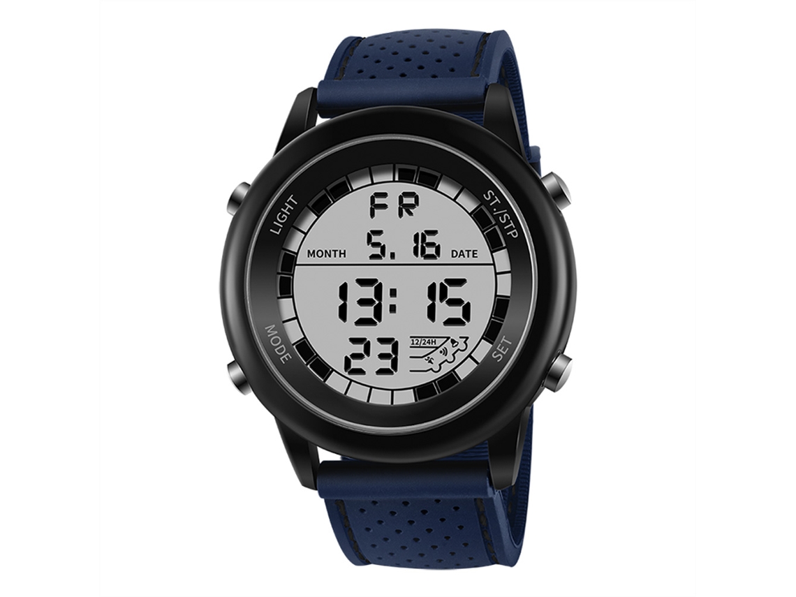 Reloj Deportivo Electrónico Sanda Para Adolescentes, Luminoso, Resistente Al Agua, Negro Y Azul.