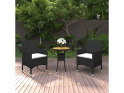 Conjunto de comedor de jardín de 3 piezas DKD Home Decor en mimbre negro PE