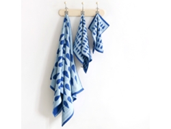 Juego de toallas Kofihety baño estampado gotas algodón azul - 3 piezas (35x20x5 cm)