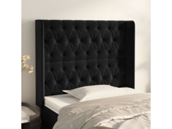 Cabecero Con Orejas De Terciopelo Negro 93x16x118/128 Cm