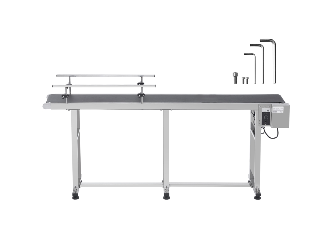 Cinta transportadora de PVC de acero inoxidable Succebuy de 1803,4 x 198 mm con pasamanos doble