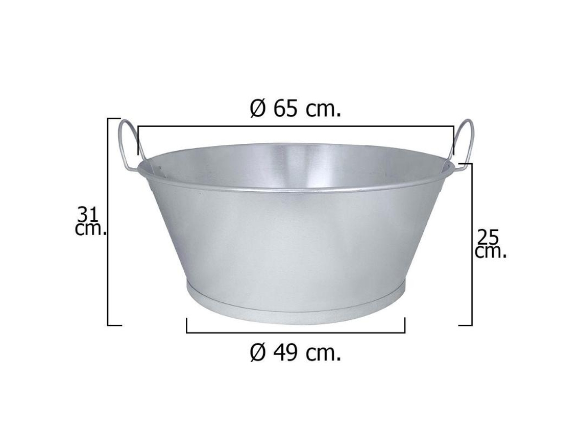 Barreño galvanizado baño 26 65x25 cm. 54 litros