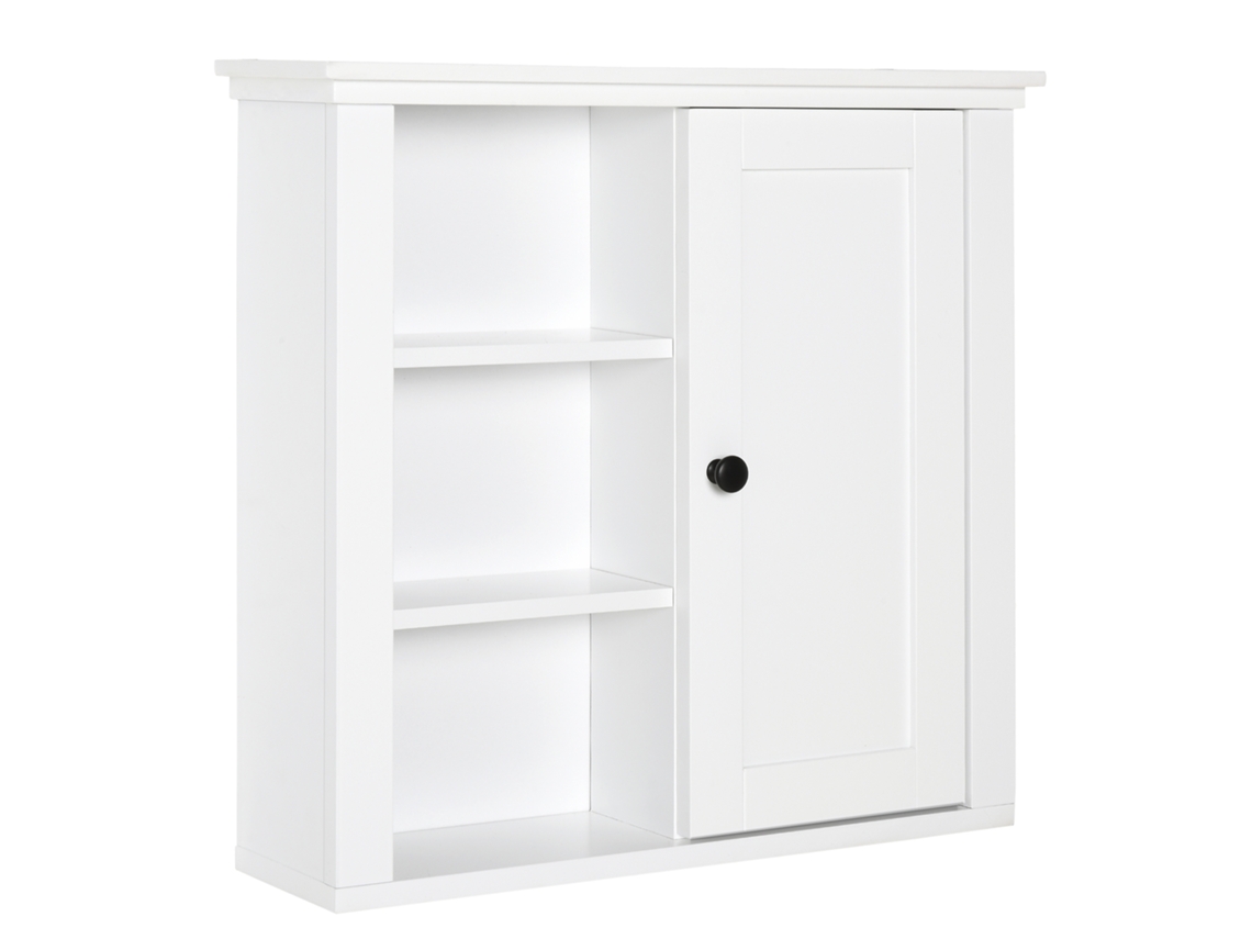 Armario de baño multifuncional, 3 estantes abiertos, 1 puerta, estante ajustable, 53x14,5x50 (sin marca)