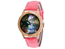Reloj De Pulsera Clásico De Cuarzo Para Mujer Disu Con Correa Informal De Piel Sintética (rosa)