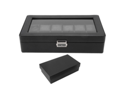 Organizador De Relojes Negro Con 12 Compartimentos, Cojín Extraíble Y Estuche Transparente.