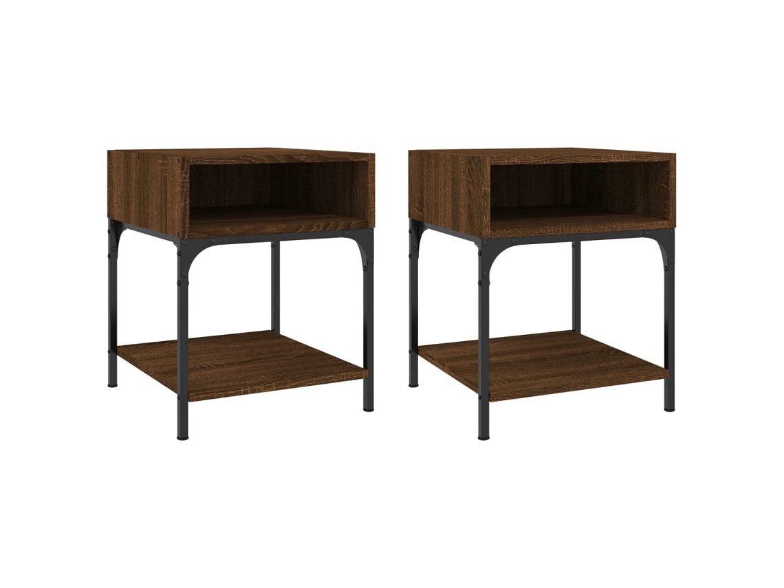 Maison Exclusive - Mesitas Noche 2 Uds Madera Ingeniería Marrón Roble 40x41x50 Cm