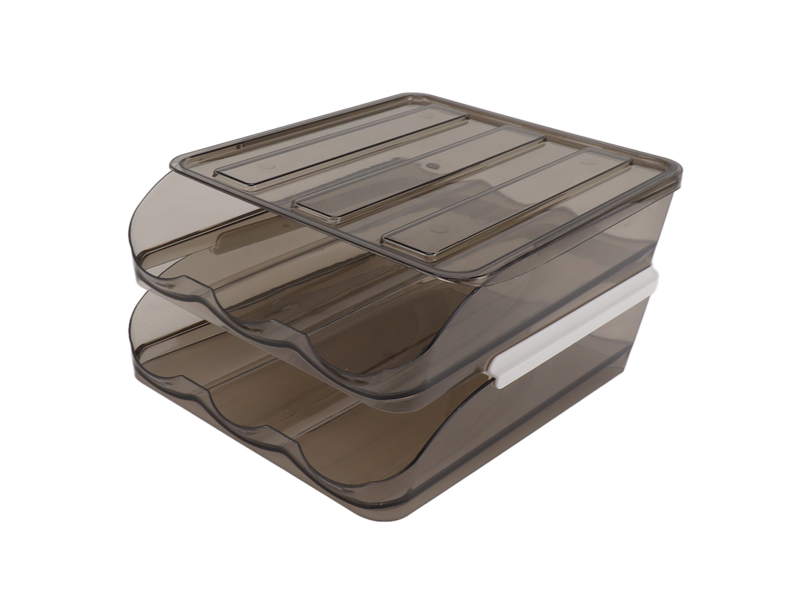 Contenedor transparente apilable de 2 niveles para almacenar huevos con tapa | MARCA