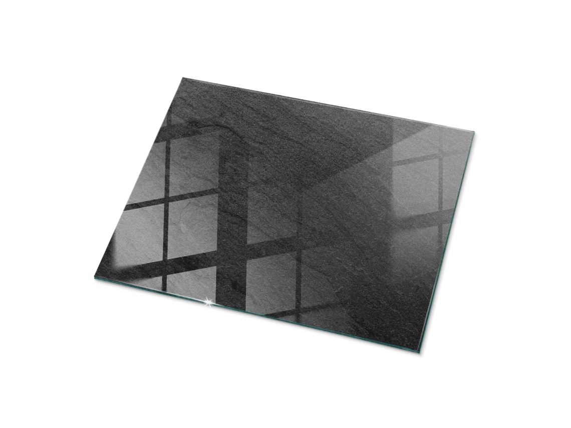 Tablero De Vidrio Rectangular Espelharte (80x60 Cm - Textura De Piedra Natural - Negro)