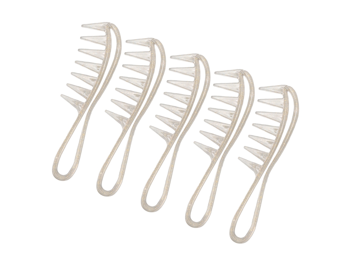 10pcs Peine De Dientes Anchos Con Mango Ergonómico Plástico Portátil Para Desenredar Pelo Estilo Oro Flash Para Hombres Mujeres