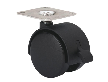 Rueda giratora placa freno 420-040-3 nylon negro eje liso ALEX
