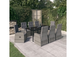 Pcs Conjunto De Jantar Para Jardim Com Almofadões Cinza Dkd Home Decor