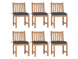 Sillas de jardín DKD Home Decor de 6 piezas con cojines, madera maciza de teca