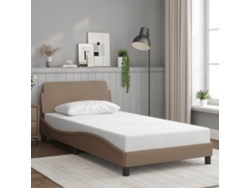 Estructura Cama Sin Colchón Cuero Sintético Capuchino 100x200cm