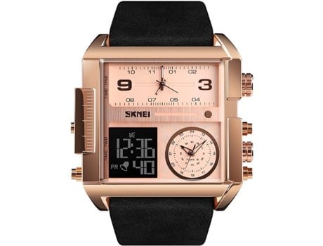 VEANXIN Reloj deportivo cuadrado para hombre, reloj de pulsera resistente al agua con alarma de esfera grande doble-negro plata