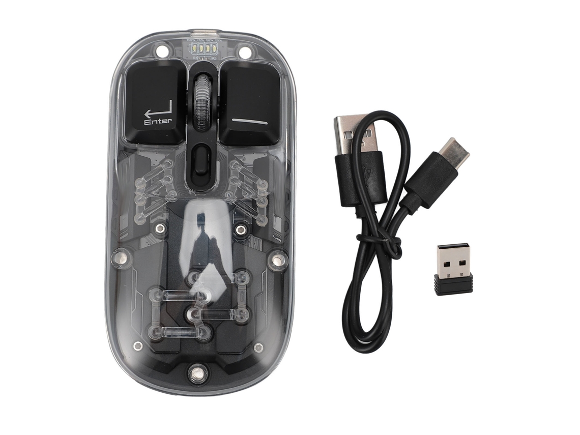 Ratón inalámbrico para juegos con Bluetooth 5.0/2.4G, 10 botones, iluminación RGB, 6 niveles de DPI ajustables, color negro.