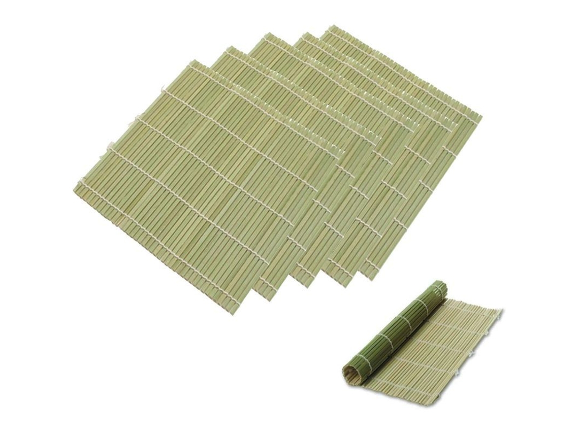 Juego de 6 esterillas de bambú para sushi, 9,5 pulgadas cuadradas, resistentes al olor y a la humedad, ecológicas.