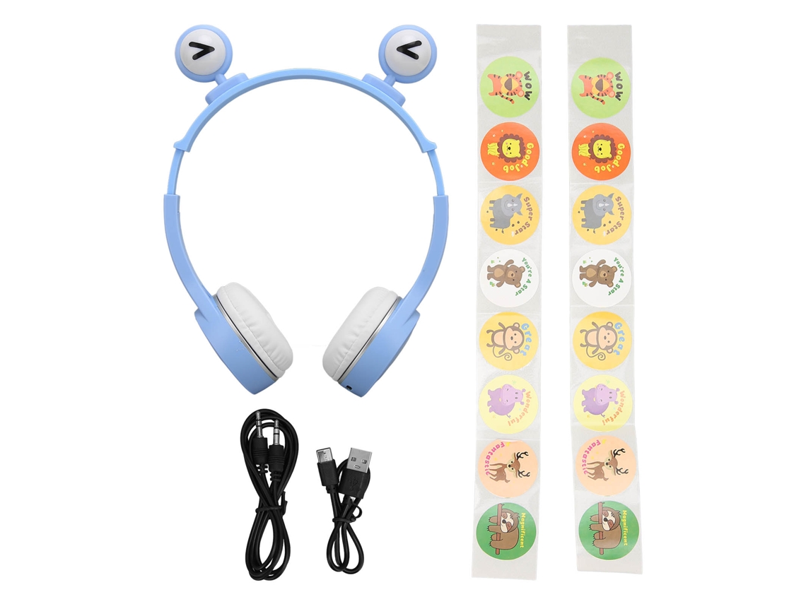 Fone De Ouvido Bluetooth Para Crianças Dobrável Com Microfone Luz Led Estéreo Hifi Para Casa Escola Viagem Azul