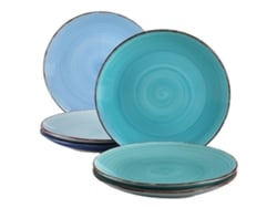 Juego de platos de cerámica para cena, 10,4 pulgadas, 6 piezas, elegante diseño azul, OEM azul