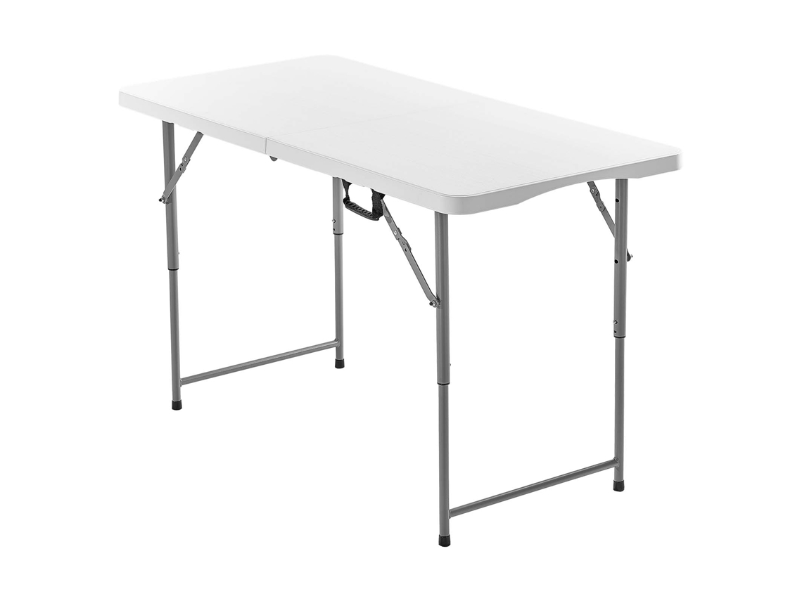 Mesa de picnic plegable portátil de plástico rectangular Succebuy, 122 cm (blanca)