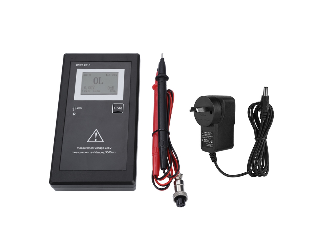 Medidor De Resistencia Interna Y Voltaje Para Baterías Secundarias Con Cables De Prueba.