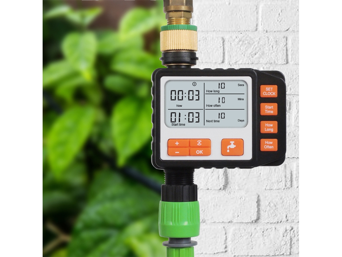 Temporizador De Riego Automático Ip65 Con 3 Programas Y Pantalla Grande De 3 Pulgadas Para Jardín Y Césped.