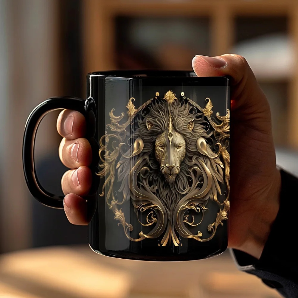 (diseño De León 1 330ml) Taza De Café De Cerámica Con Diseño De Animal, Taza De Té Con Leche 3d, Taza De Desayuno Creativa