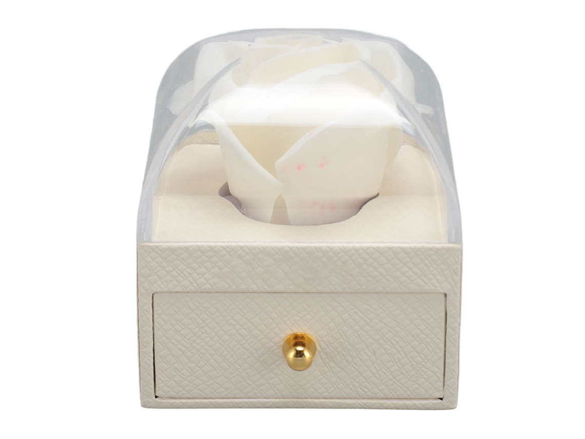 Caja para anillos de terciopelo rosa para compromiso/boda - Blanca