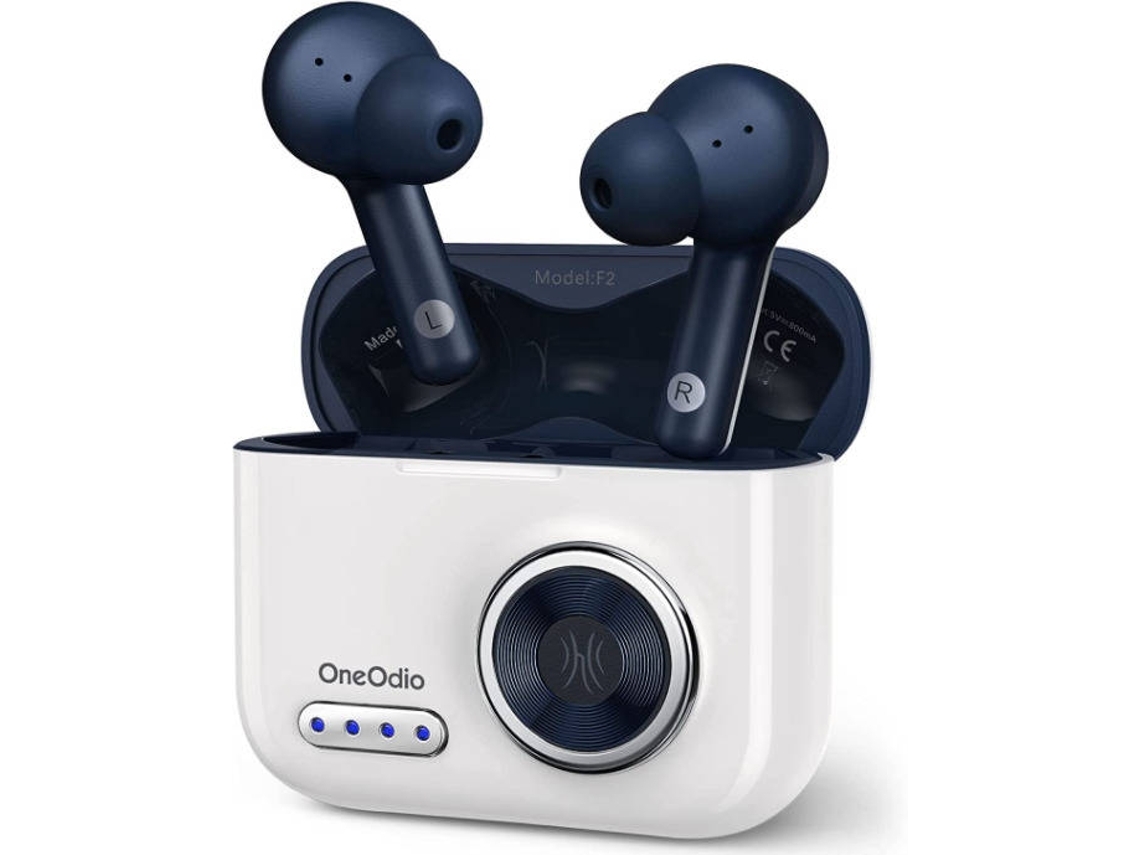 Auriculares Bluetooth True Wireless ENKERS Controladores de 10 mm con Big Bass 35H Playtime Cvc 8.0 Clear Call Usb-C Carga rápida Blanco
