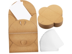 1 Juego De Sobres De Papel Kraft Con Tarjetas En Blanco Y Cierre En Forma De Corazón Para Tarjetas.
