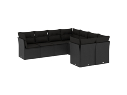 Conjunto de 8 sofás de jardín con cojines de mimbre, color negro, EXCLUSIVA MAISON (8 piezas)