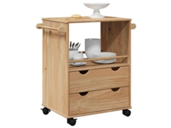 Carrito de cocina Otta de 59x45x80 cm, madera maciza de pino.
