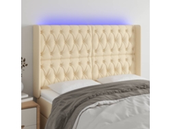 Cabecero Con Led De Tela Color Crema 147x16x118/128 Cm
