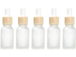 Frascos Conta-gotas Com Ponta De Borracha E Vidro Fosco, Pacote Com 5 Unidades, 15 Ml