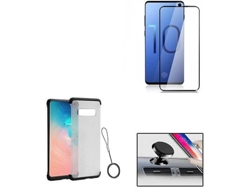 Kit Carcasa, Protector de Vidrio Nano Curved UV y Soporte Magnético Auto Samsung Galaxy S10 PHONOCARE Naked Transparente