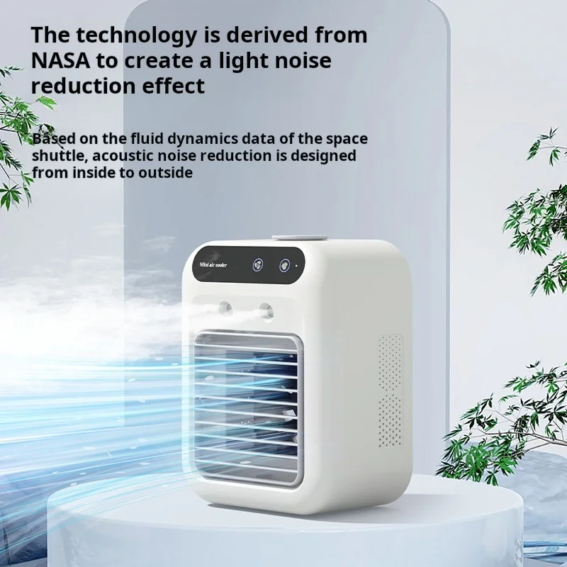 Mini Ventilador De Escritorio Usb (blanco), Aire Acondicionado Portátil Silencioso Con Función De Pulverización Humidificadora.